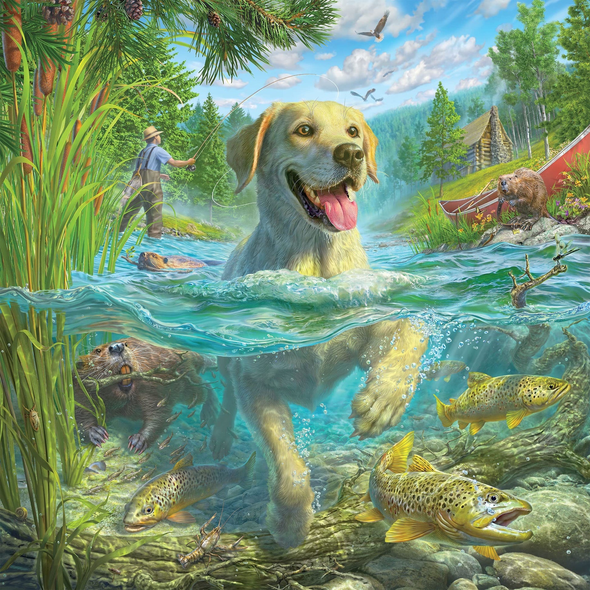 Ceaco - Mark Fredrickson - Lets Fish! - 550 Piece Jigsaw Puzzle