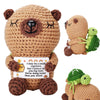 Fungi Fun Crochet Capybara Plush with Turtle - Emotional Plush with Motivational Card, Cute Capybara Crochet Doll Decor, Fun Gift for Women