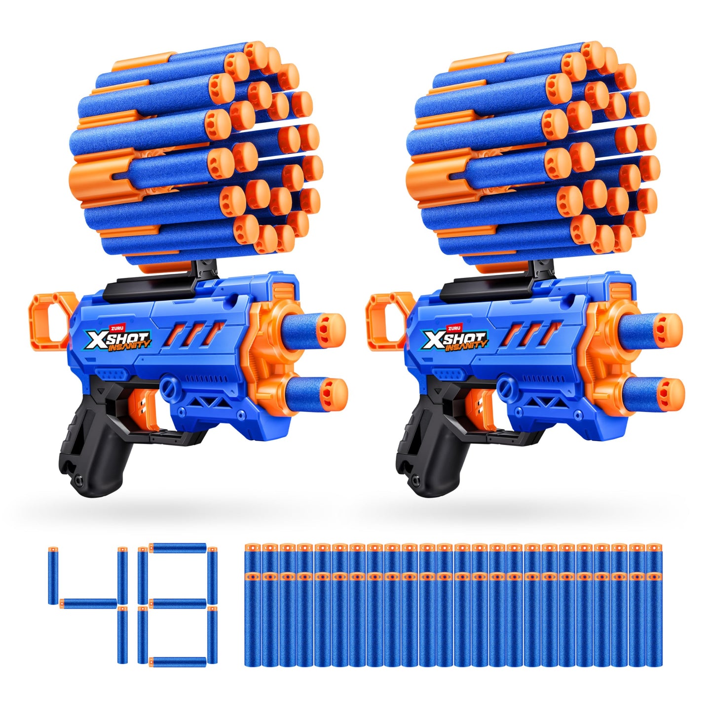 XSHOT Insanity Micro Blaster Dual Pack by ZURU with 48 Air Pocket Technology Foam Darts and Dart Storage, Outdoor Toy for Boys and Girls, Teens