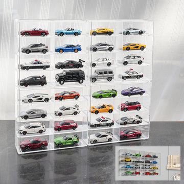 KASTUN Display Case for 32 Hot Wheels,Matchbox Cars,Display Case Wall Mount,Transparent Storage Case for 1/64 Diecast Cars,Wall