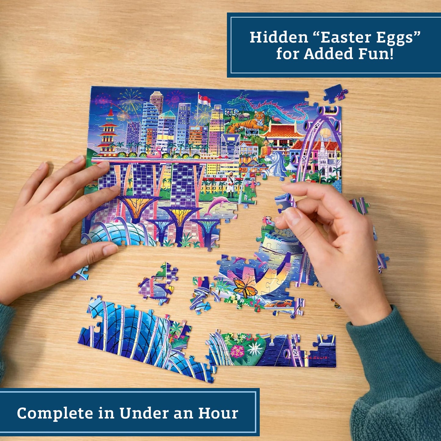 Boardwalk Singapore 210 Piece Personal Puzzle, Jigsaw Puzzles with Premium Box, Singapore Gifts for Adults, 6"x8"