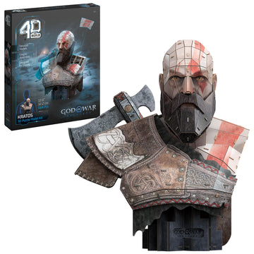 4D Build God of War Kratos 3D Puzzle Bust Model Kit with Stand, Room Décor