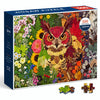 Pressed Flower Nature Collage 500 Piece Jigsaw Puzzle for Adults, Colorful Four Seasons Botanical Art Gift, Owl Variant, 20.5 x 15 in