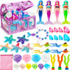 Hoplito 37 Pcs Diving Pool Toys Set with Treasure Chest, Mermaid Pool Toys Colorful Diamond with Storage Bag, Summer Underwater Game Toys Swimming
