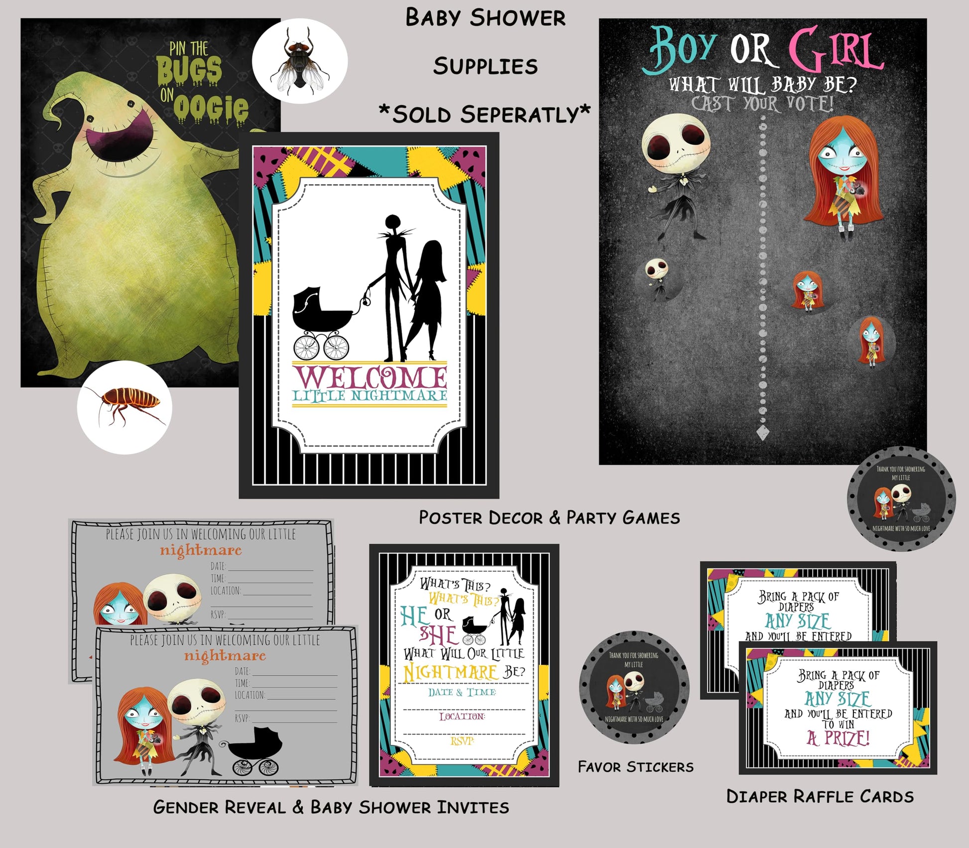 Silly Goose Gifts Thank You For Showering My Little Nightmare With So Much Love Baby Shower Favor Stickers