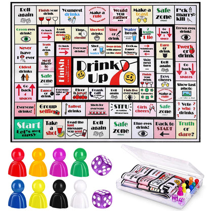 IISVCUNY Wonderful Game Drink up Board, Drinking Board Games for Adults, Funny Drinking Games, Ideal for Girls' Night and Bachelor Party, Suitable