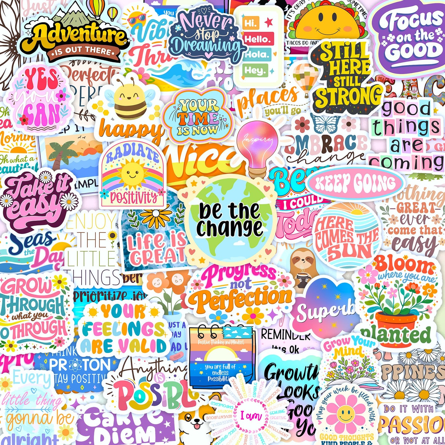300PCS Affirmation Stickers, Holographic Motivational Sticker Pack, Positive Journal Encouraging Shiny Quotes for Kids, Teachers, Classroom