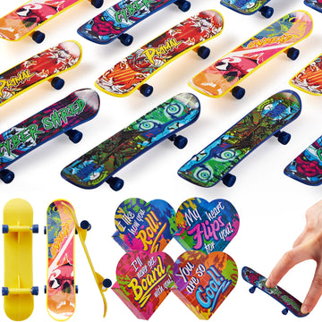 JOYIN 28 Packs Valentine's Day Finger Skateboards with Heart Boxes, Valentine Party Favor, Stress Relief Toys, Classroom Exchange Gifts, Holiday
