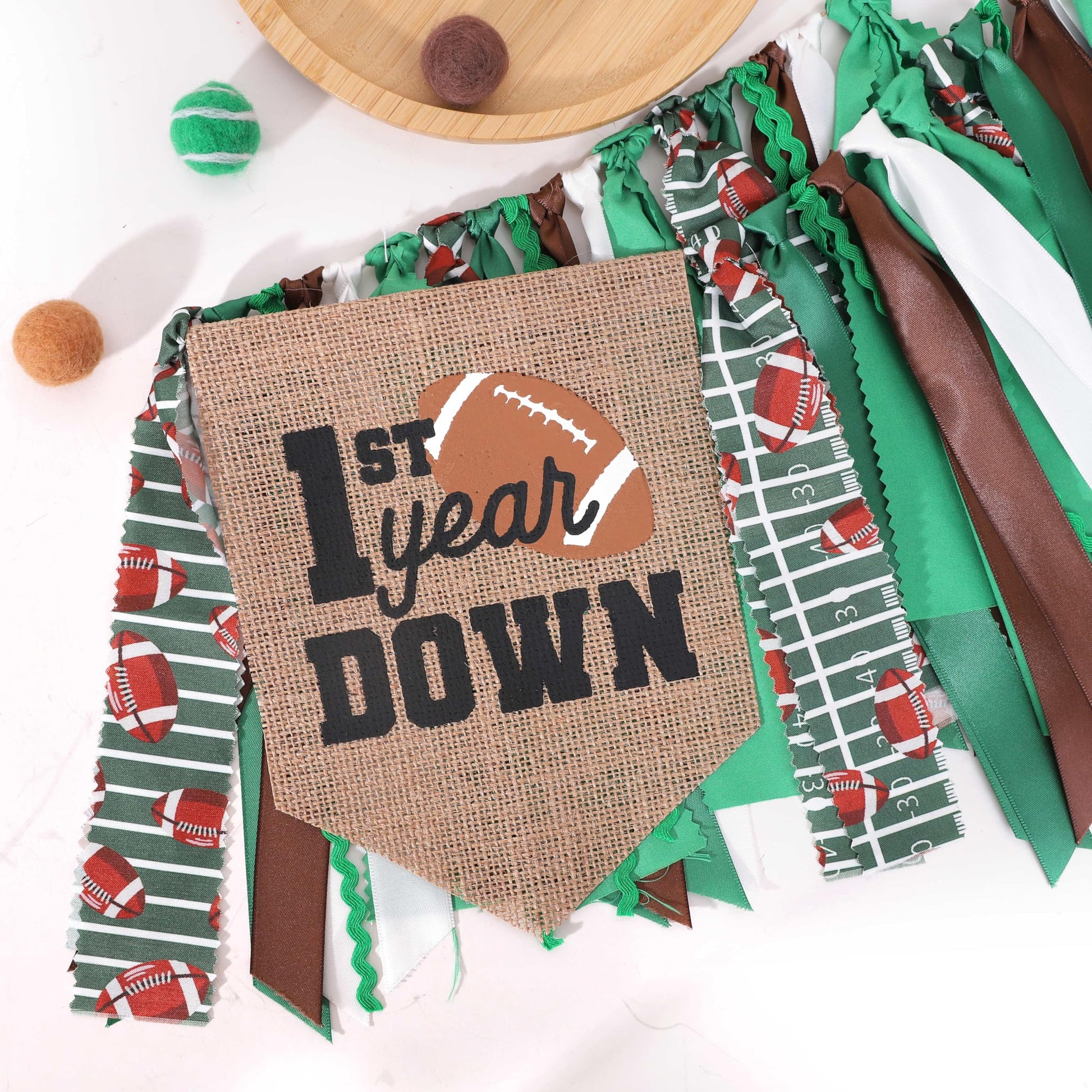 Football 1st Year Down Birthday High Chair Banner,Football 1st Birthday