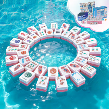 BOATWAY Floating Mahjong Tiles Set for Pool, 160 American Mahjong Tiles Waterproof EVA Foam Tiles with Storage Bag Dice & Rule Cards, Portable Pool