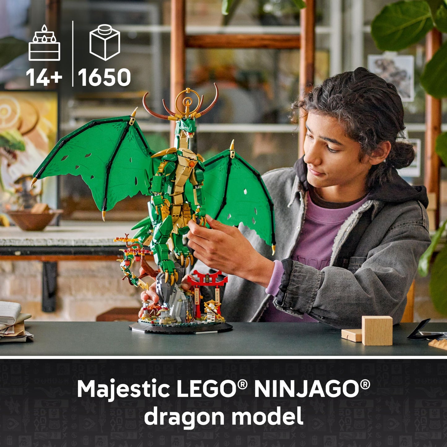 LEGO NINJAGO The Guardian Dragon - Model Building Kit from Legends Monstrosity Series - Room Decor for Teens - Includes Master Wu Minifigure - Gift