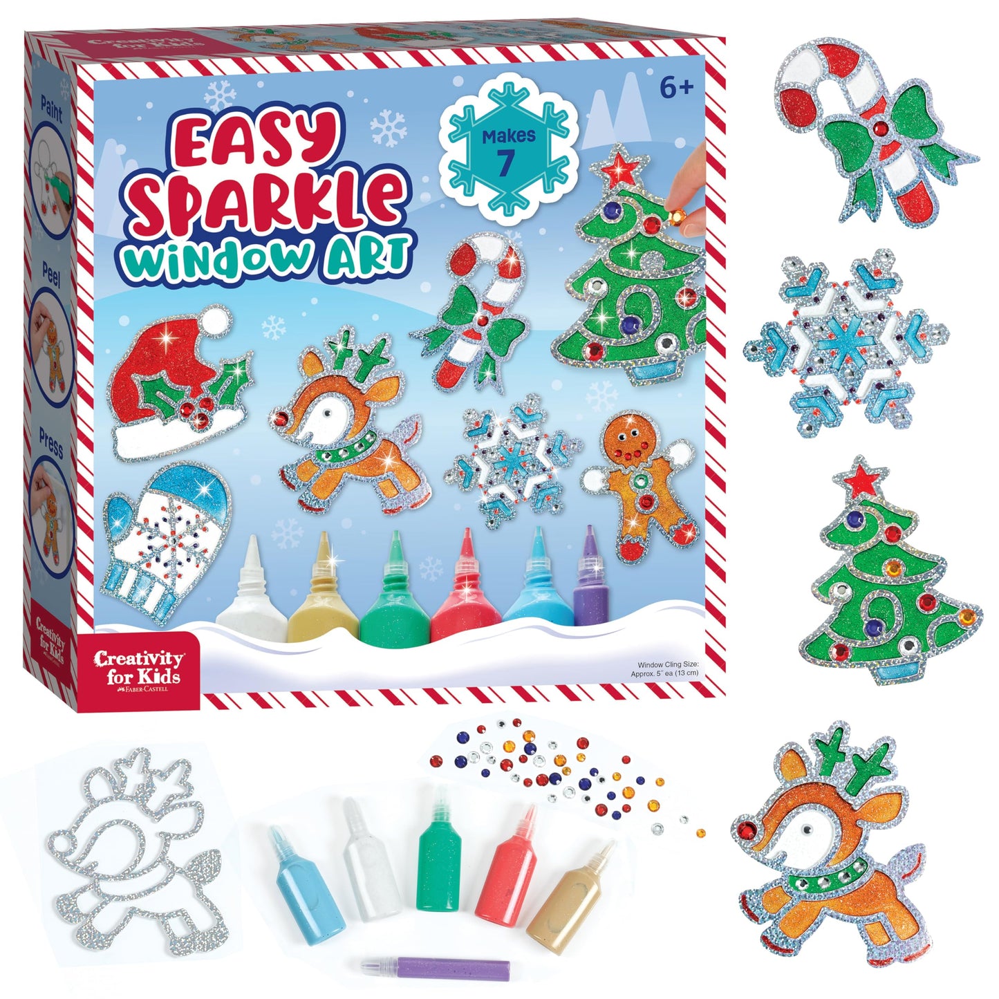 Creativity for Kids Holiday Easy Sparkle Window Art Craft Kit: Create 7 Window Art Designs, Holiday Crafts, Christmas Crafts for Kids, Christmas