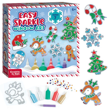 Creativity for Kids Holiday Easy Sparkle Window Art Craft Kit: Create 7 Window Art Designs, Holiday Crafts, Christmas Crafts for Kids, Christmas