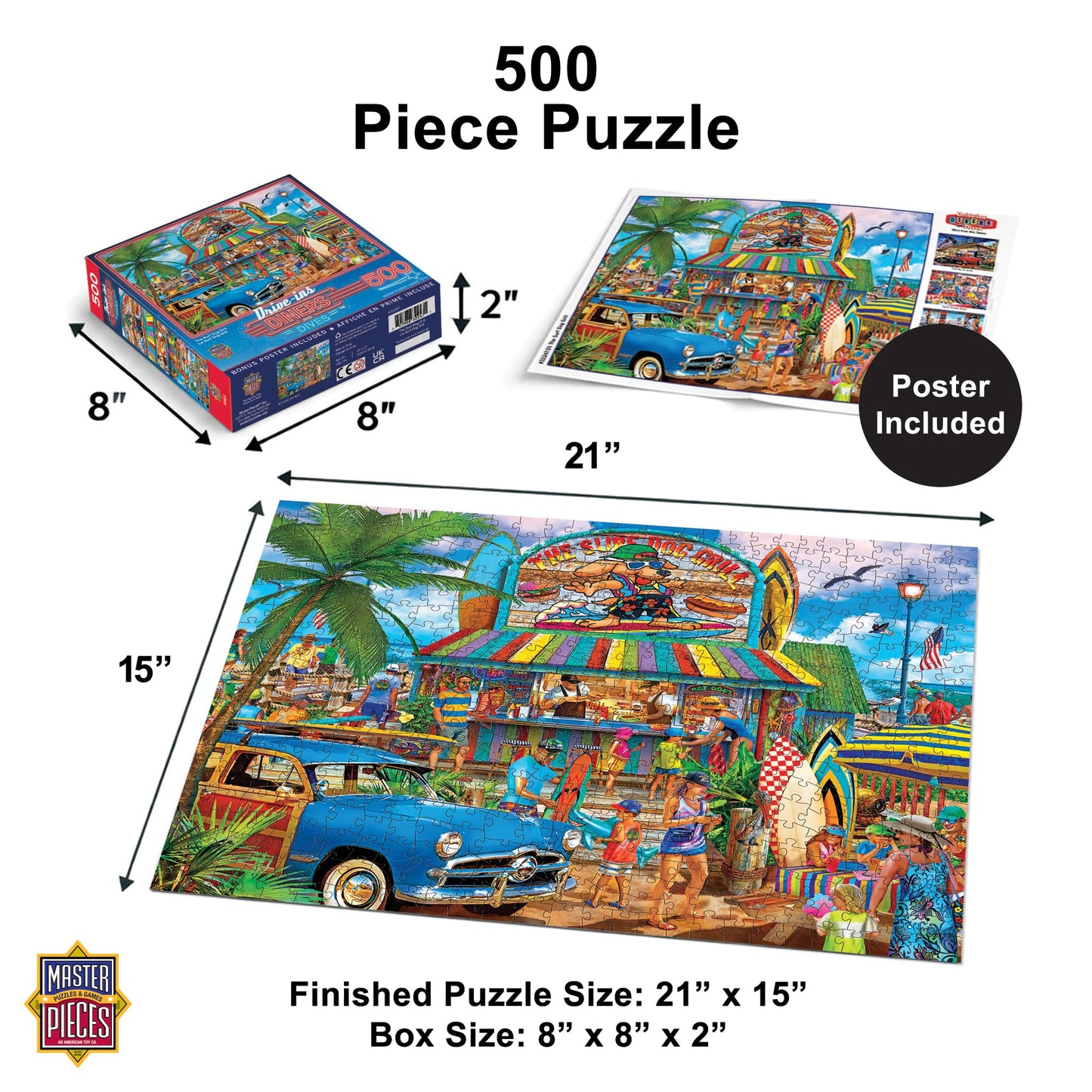 MasterPieces 550 Piece Jigsaw Puzzle For Adults and Family - The Surf Dog Grill - 18"x24"