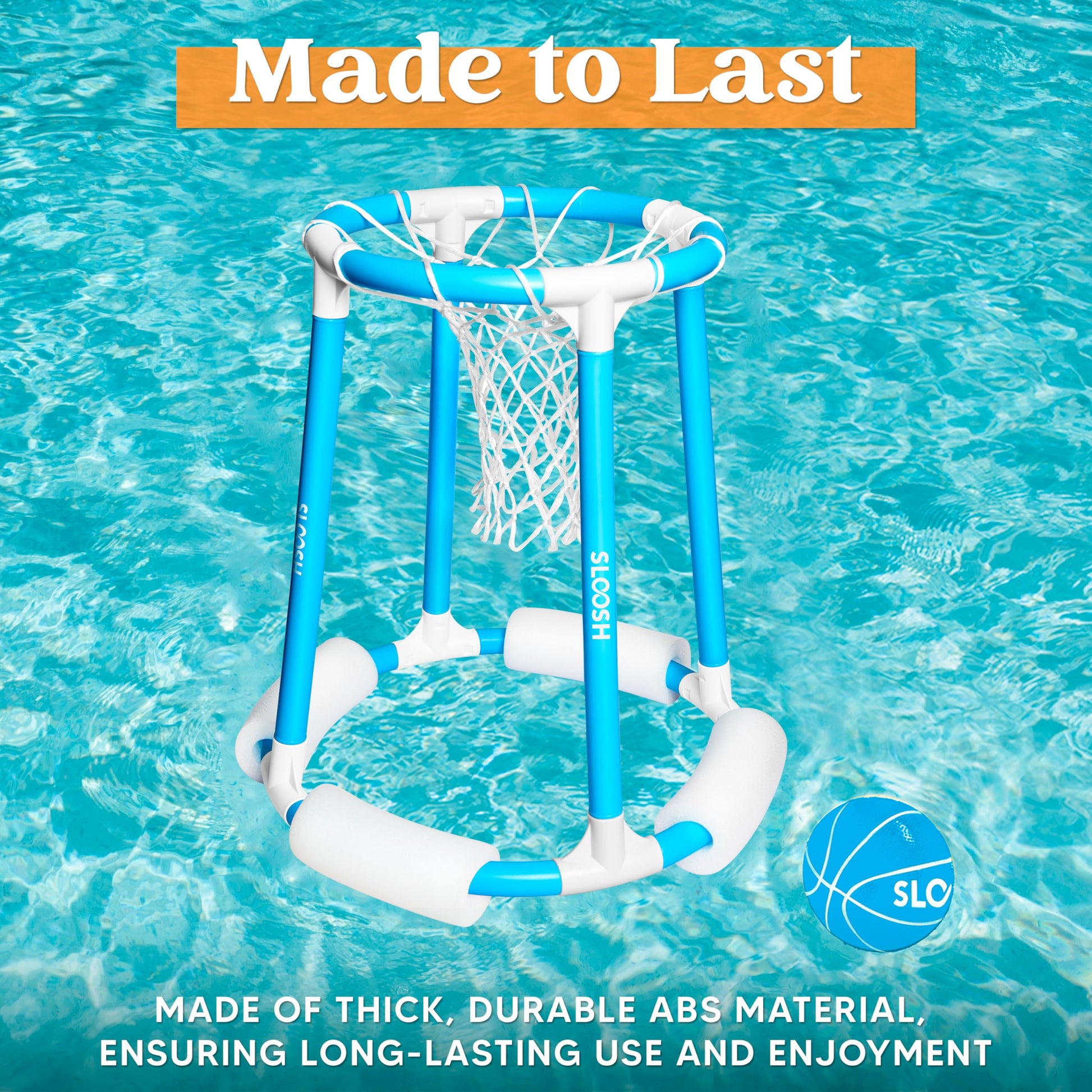 Sloosh Pool Basketball Hoop Set, Floating Basketball Pool Game, Swimming Floats Toys with Balls Pump, Summer Outdoor Water Play Toy for Kids