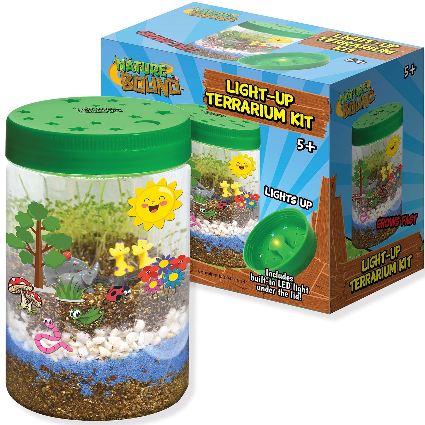 Nature Bound Light-Up Terrarium Kit with LED Light for Kids - Includes Puppy Animal Theme - STEM Science Kit for Boys & Girls - Plant Gardening Gifts