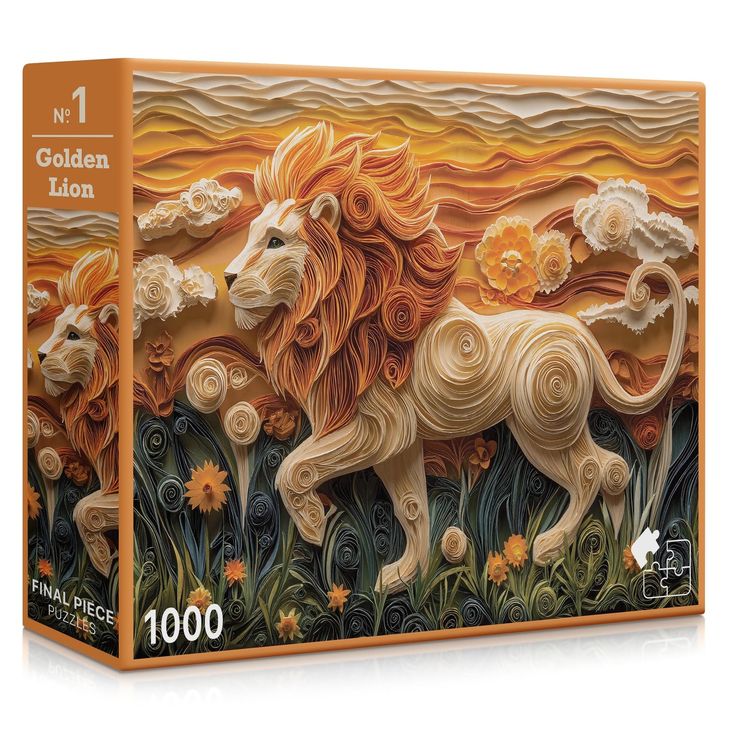 Golden Lion (#1) - 1000 Piece Jigsaw Puzzle for Adults | Premium European Blue Board | Satin Low-Glare Finish | Ribbon Cut | Bonus Poster |