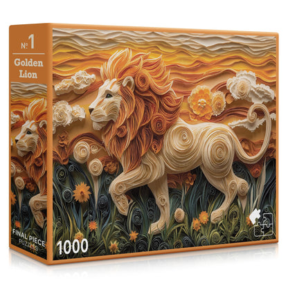 Golden Lion (#1) - 1000 Piece Jigsaw Puzzle for Adults | Premium European Blue Board | Satin Low-Glare Finish | Ribbon Cut | Bonus Poster |