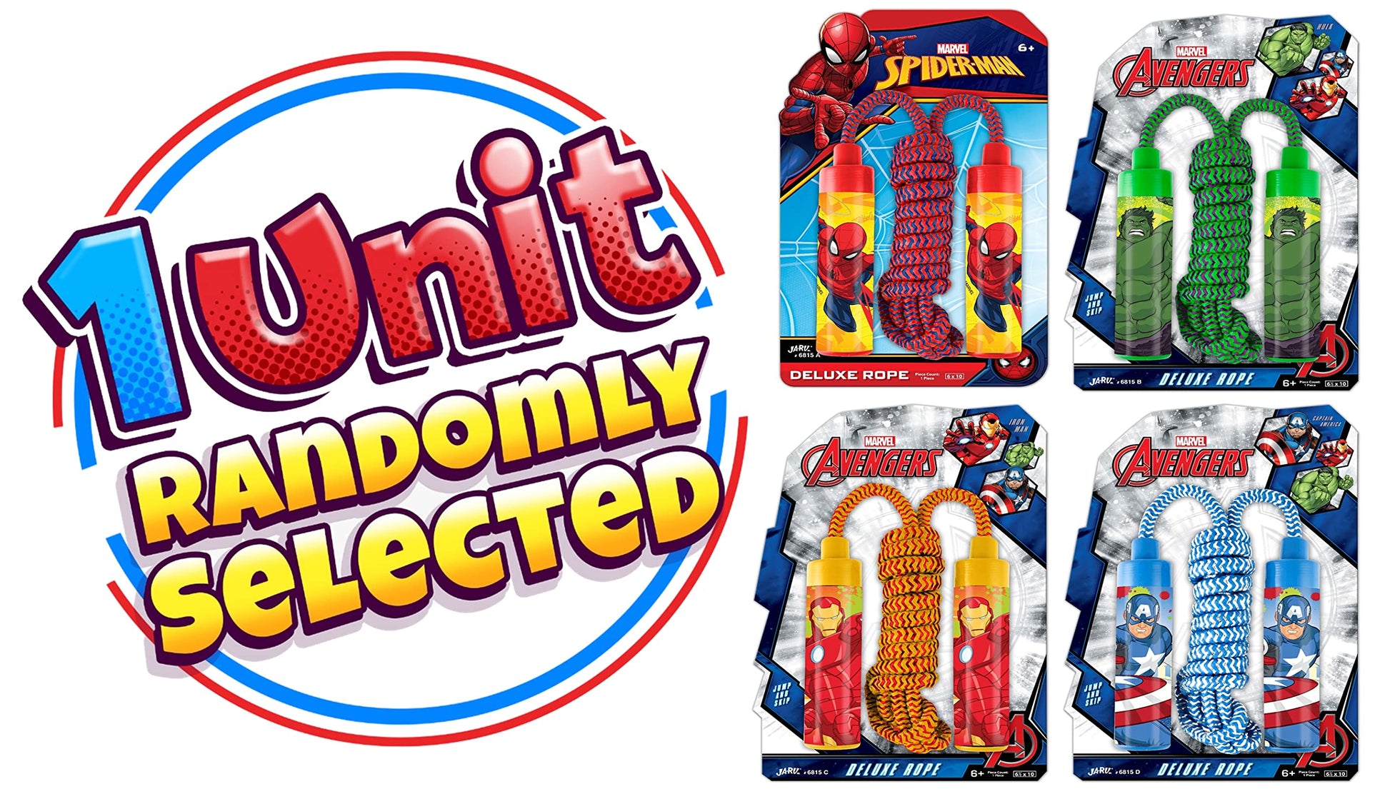 JA-RU Marvel Avengers Adjustable Jump Rope for Kids Assorted-6815