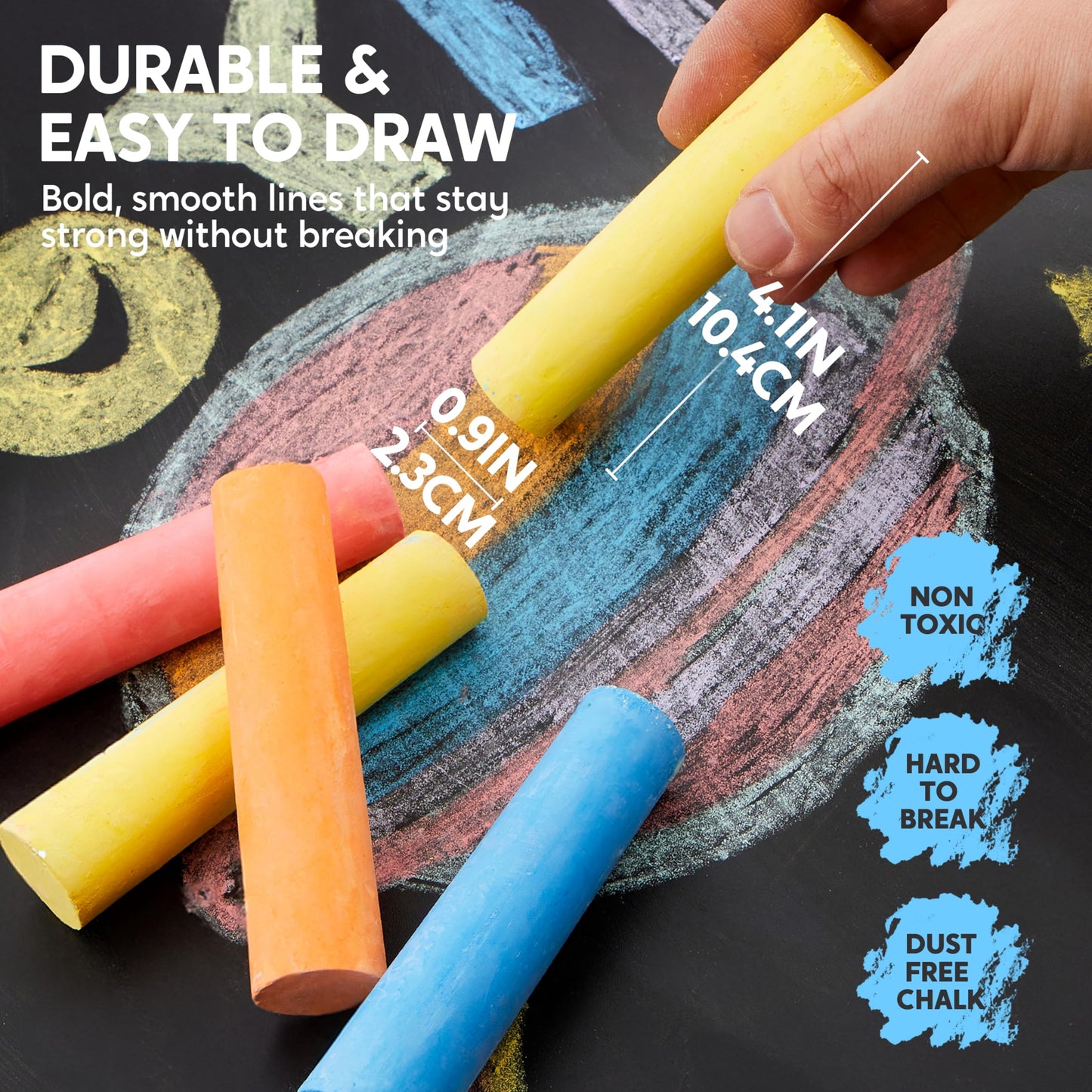 JOYIN 75 Pcs Sidewalk Chalk Set in 15 Packs, 5 Colors, Non-Toxic Jumbo Washable Chalk for Toddlers 1-3, Painting for Outdoor Art, School Supplies