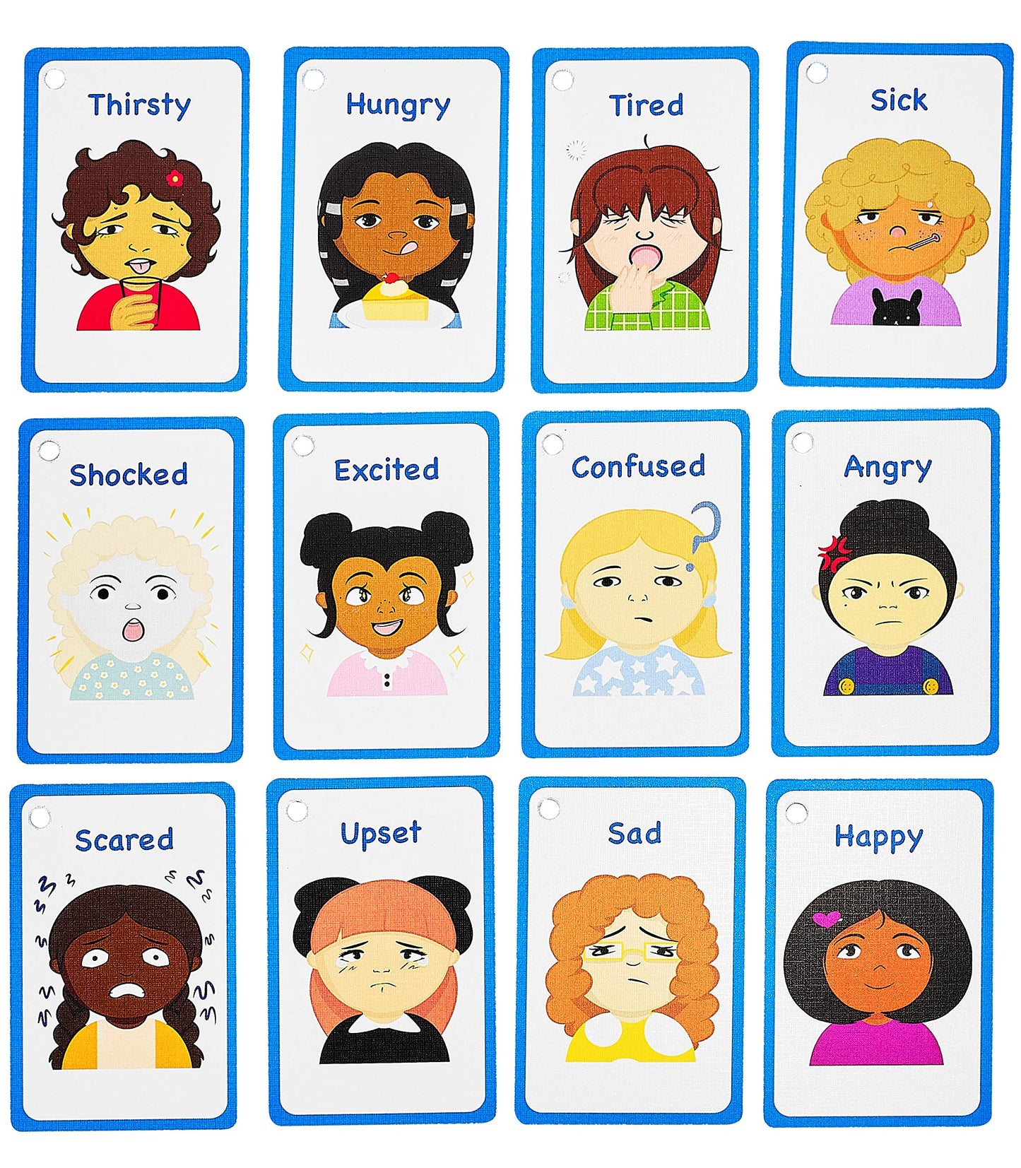 My Feelings and Emotions Girls 12 PECS Flashcards for Visual aid Special Ed, Speech Delay Non Verbal Children and Adults with Autism, Special Needs