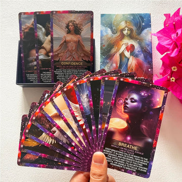 Qcsdckot Angel's Wisdom Oracle Cards Deck, Oracle Cards for Beginners, Angel Number Affirmation Cards, Oracle Deck Used for Your Path to Divine