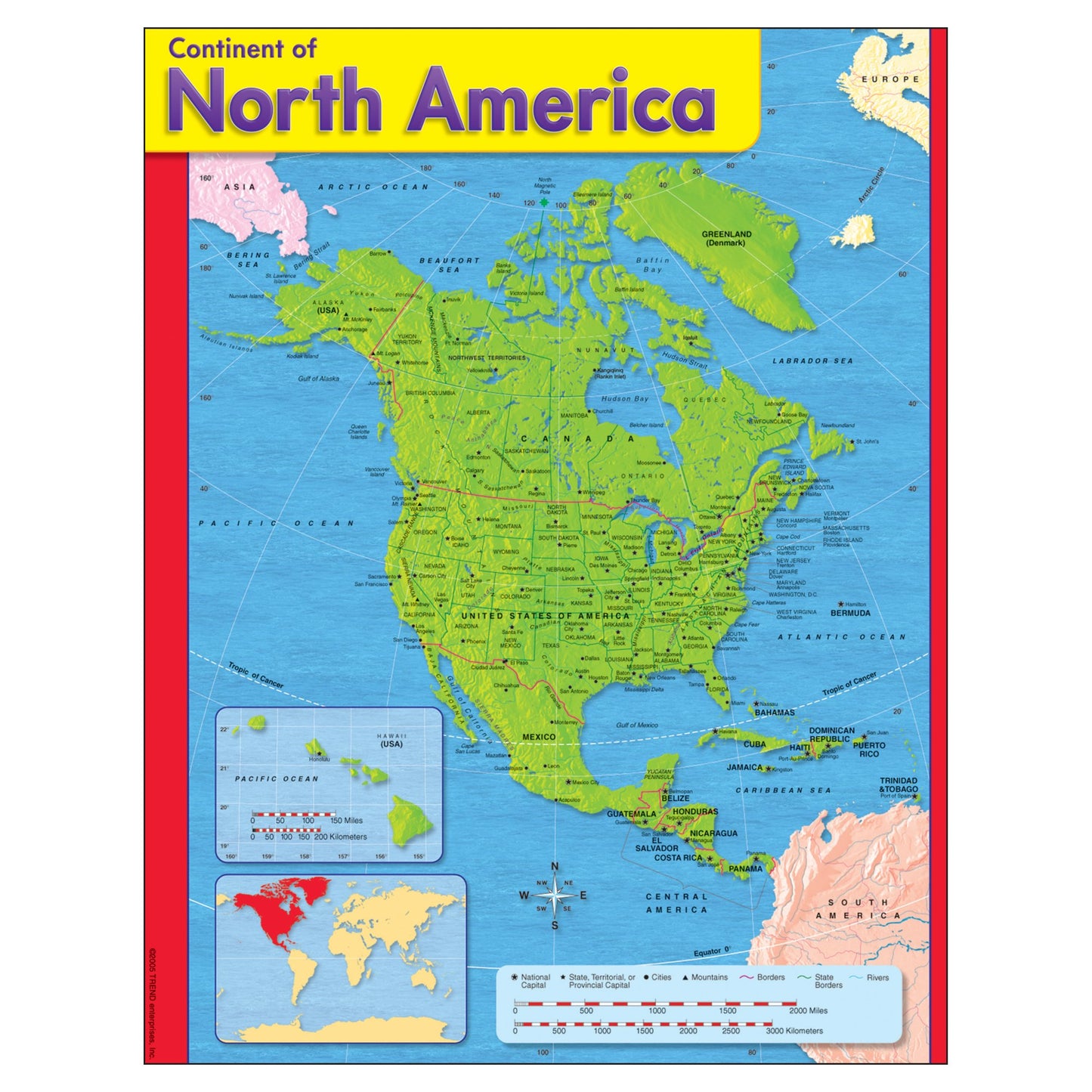 Continent of North America Learning Chart