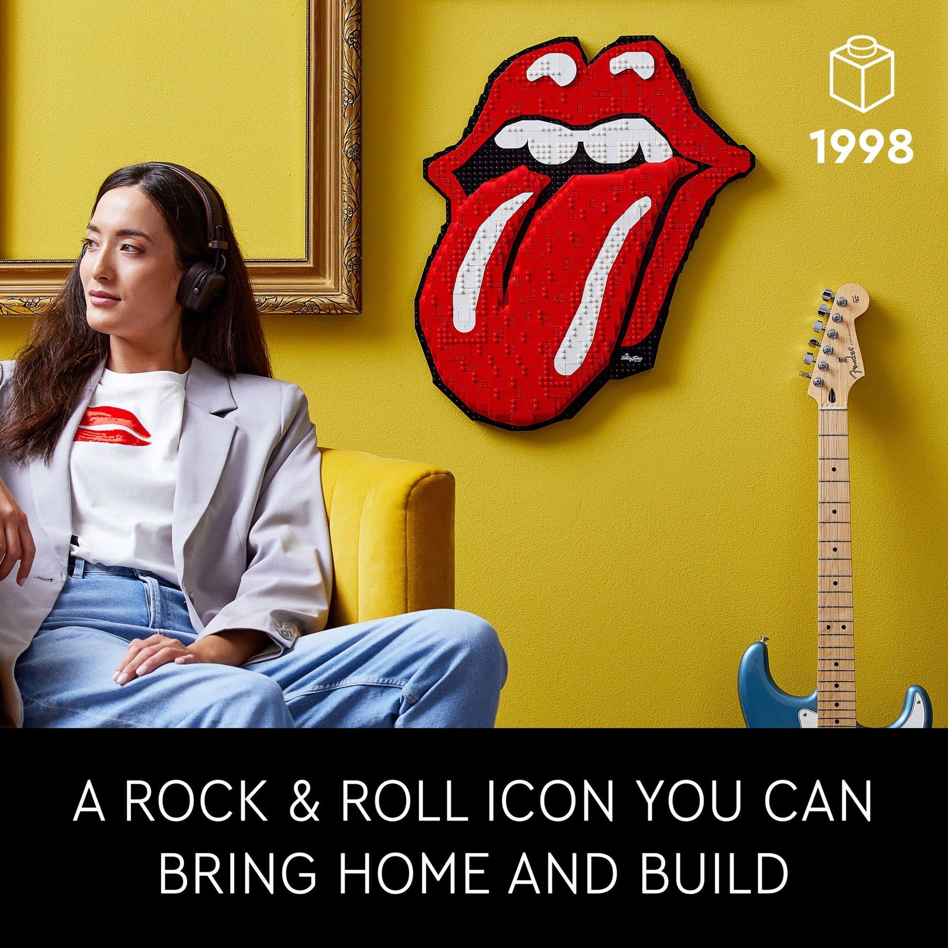 LEGO Art The Rolling Stones 31206 Logo Wall Décor Building Set for Adults, Men, Women, Husband, Wife, Music Lovers, DIY Home or Office 3D Decoration,