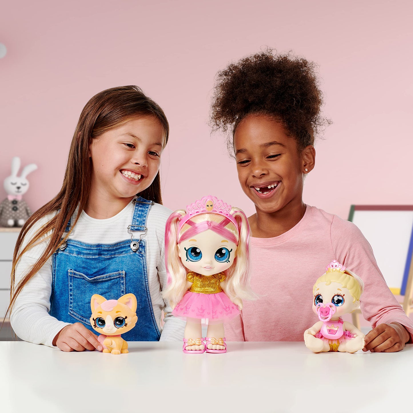 Kindi Kids Scented Sisters Pawsome Royal Family - Pre-School 10" Play Doll: Tiara Sparkles, 6.5" Baby Kindi: Teenie Tiara, and Kindi Pet: Prince