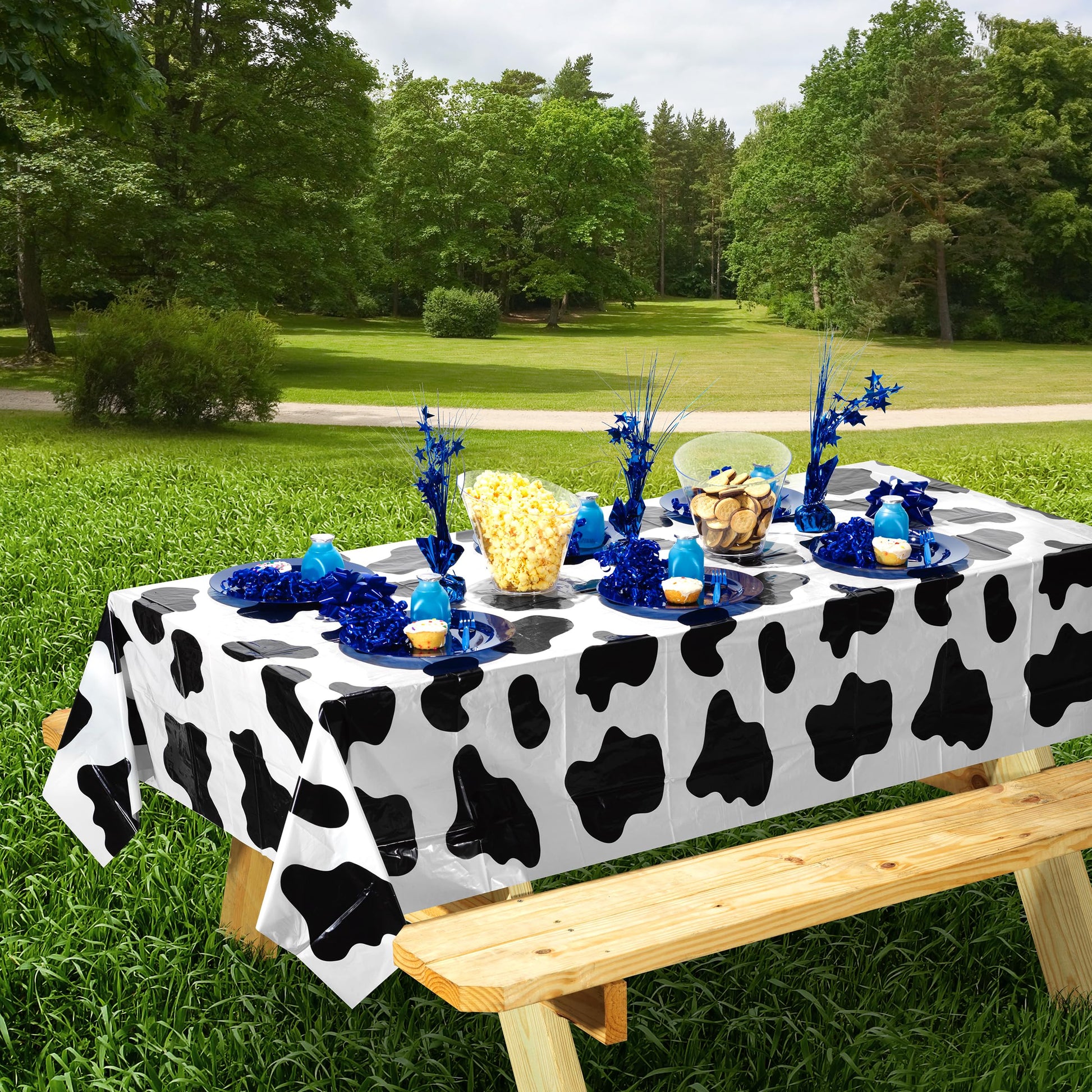 Bedwina Cow Print Tablecloth (Pack of 6) 54 X 72 Inch Tablecloths for Cow Themed Party Decorations, and Birthday Party Decorations, Picnic Table