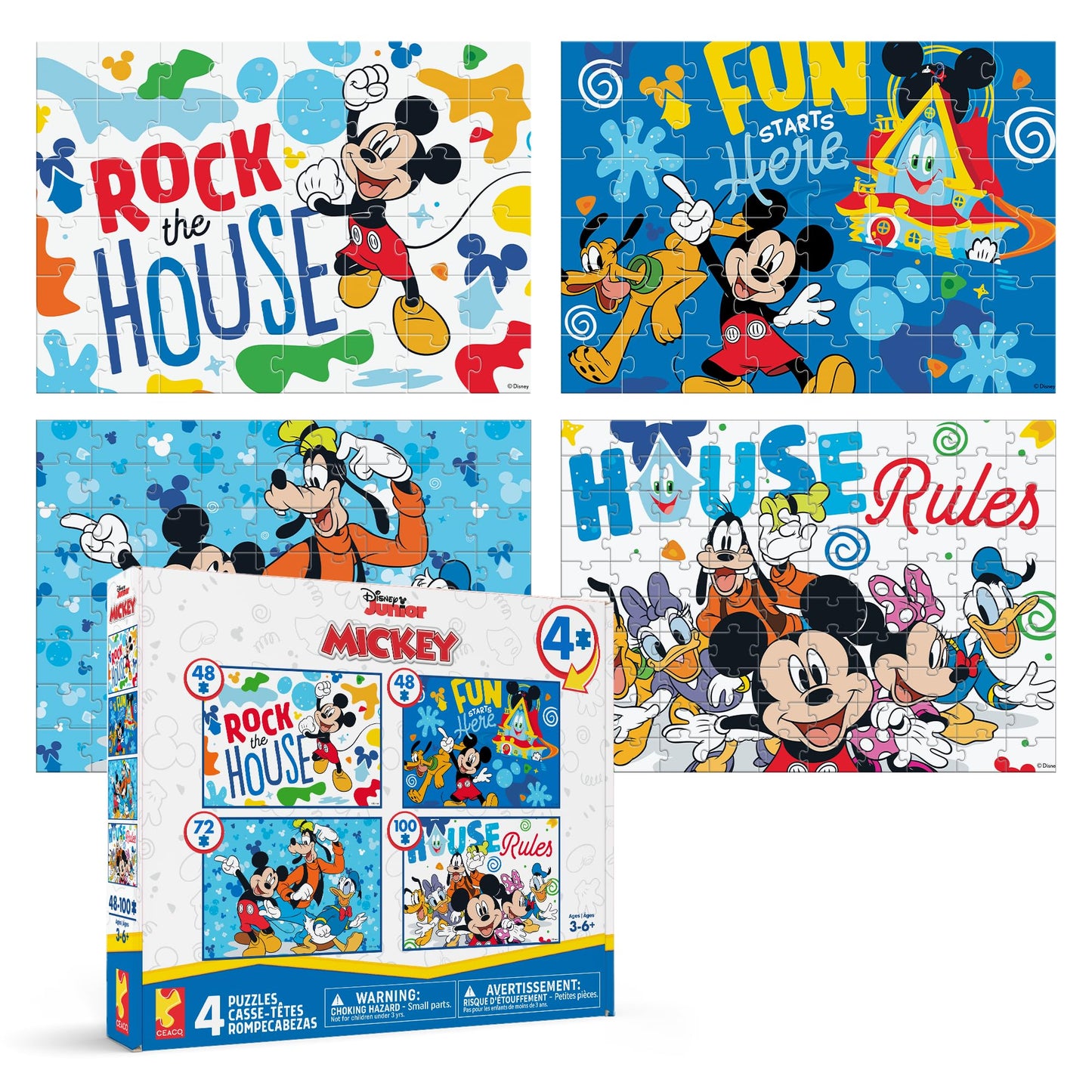 Ceaco - Disney - Mickey's Clubhouse - 4 X 1 Kids Multipack - Engaging Puzzle Perfect for Game Nights - Finished Size Varies