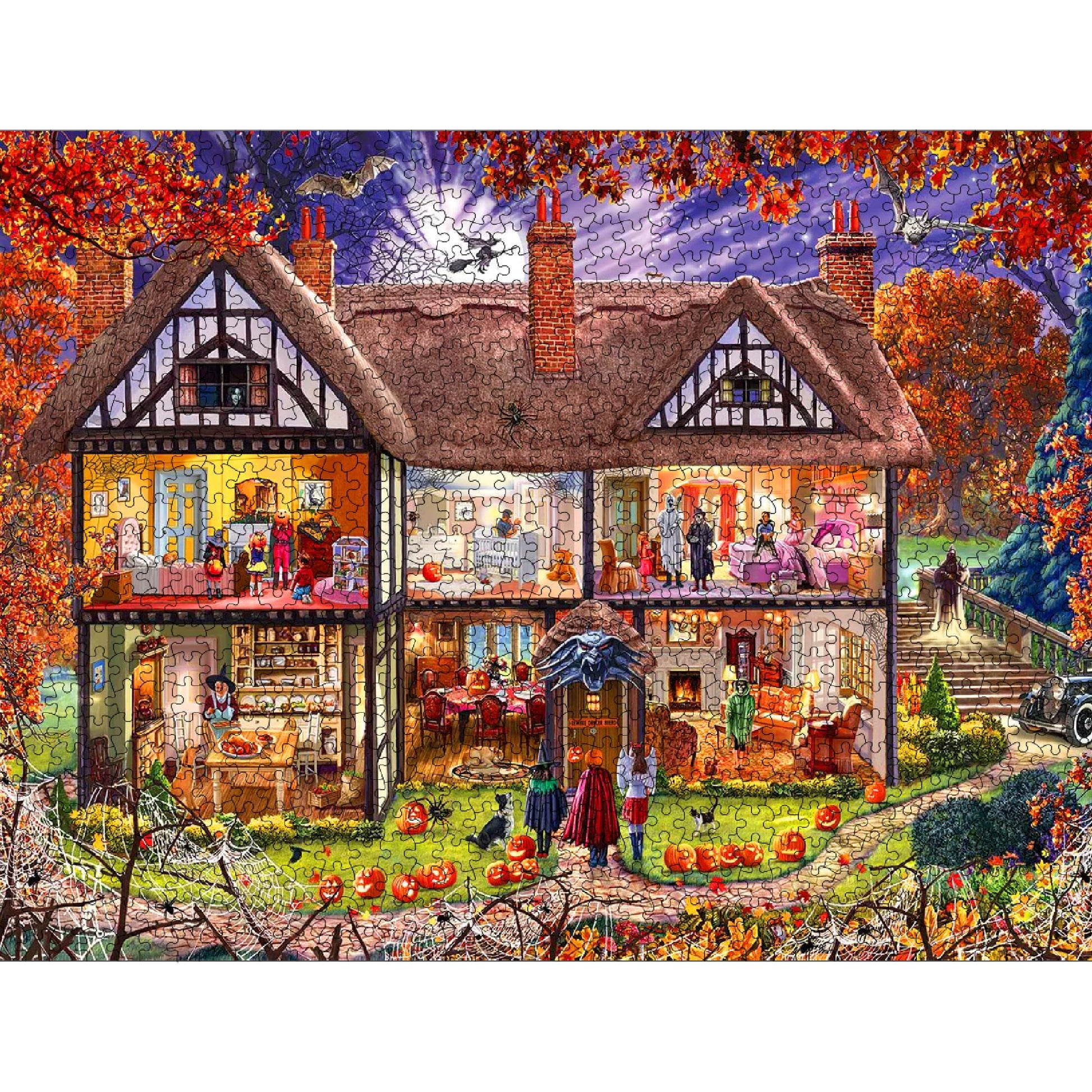 White Mountain 1000 Piece Jigsaw Puzzle Halloween Fall and Autumn Puzzles Large Pieces Gift for Adults and Family 24"x30" - Halloween House