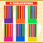 JOYIN 6 pcs Mexican Fiesta Tablecloth 54 x 108'' Party Plastic Tablecloth Striped Table Cover for Cinco De Mayo Decorations, Taco Night, Birthday