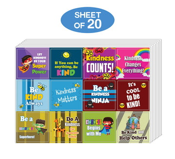 Creanoso Be Kind Stickers for Kids (20-Sheet) - Premium Design Gift Stickers - Awesome Stocking Stuffers Gifts for Boys & Girls, Children, Teens