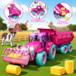 Funwee RC Tractor Toy Set with Light & Sound, Kids Farm Car Animal Trailer Wheels Remote Truck, Outdoor Vehicle Toys for 3-7+ Years Old Toddler Boy