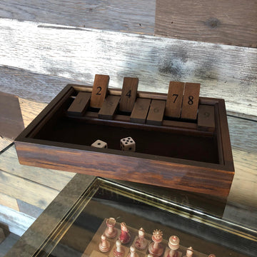 WE Games Shut the Box Game Wooden - 9 Number Flip Tiles with Dark Stained Wooden Box, Perfect for Game Night, Math Games, Clackers, Family Games