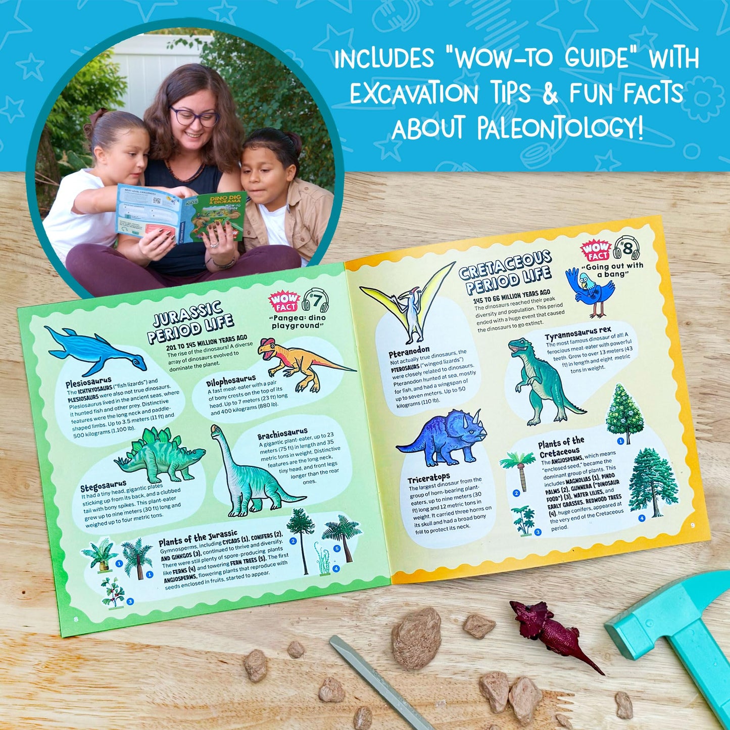 Wow in the World Dino DIG & Diorama | 10 Dig-Out Plaster Dinosaur Eggs, Prehistoric DIY Diorama, Companion Audio Content, Bonus Reusable Science Tool