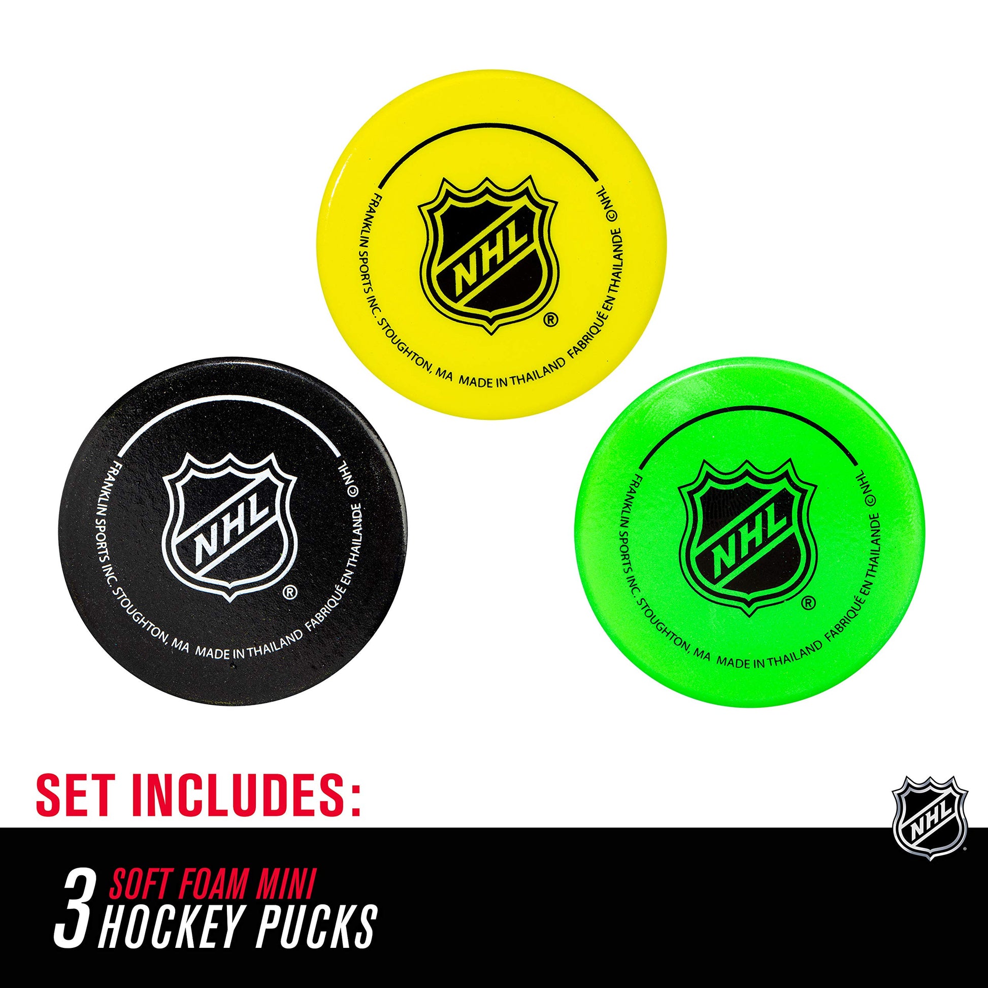 Franklin Sports NHL Mini Foam Hockey Pucks - 3 Pack - Assorted