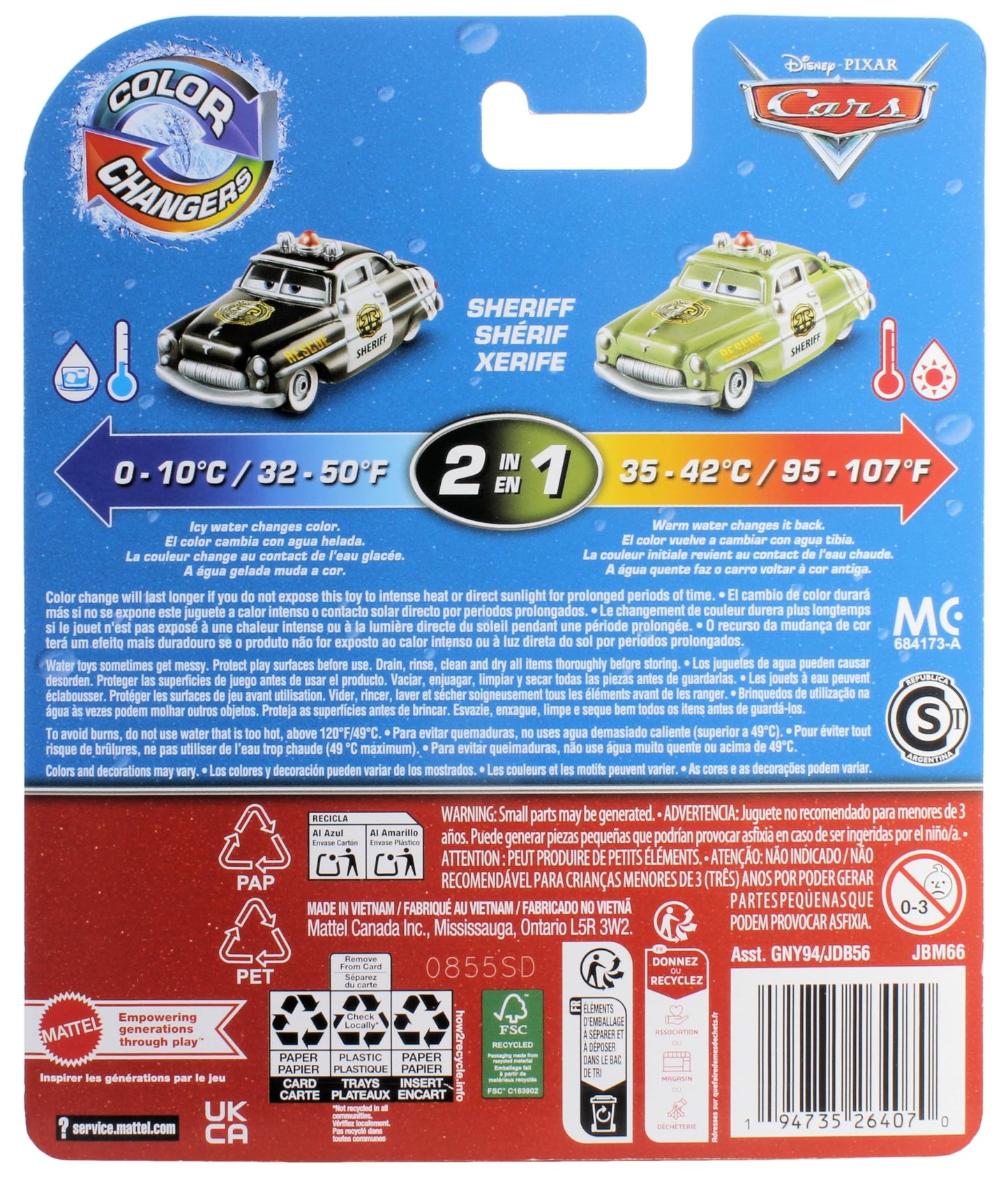 Disney Cars 2025 Color Changers Radiator Springs Race & Rescue Sheriff