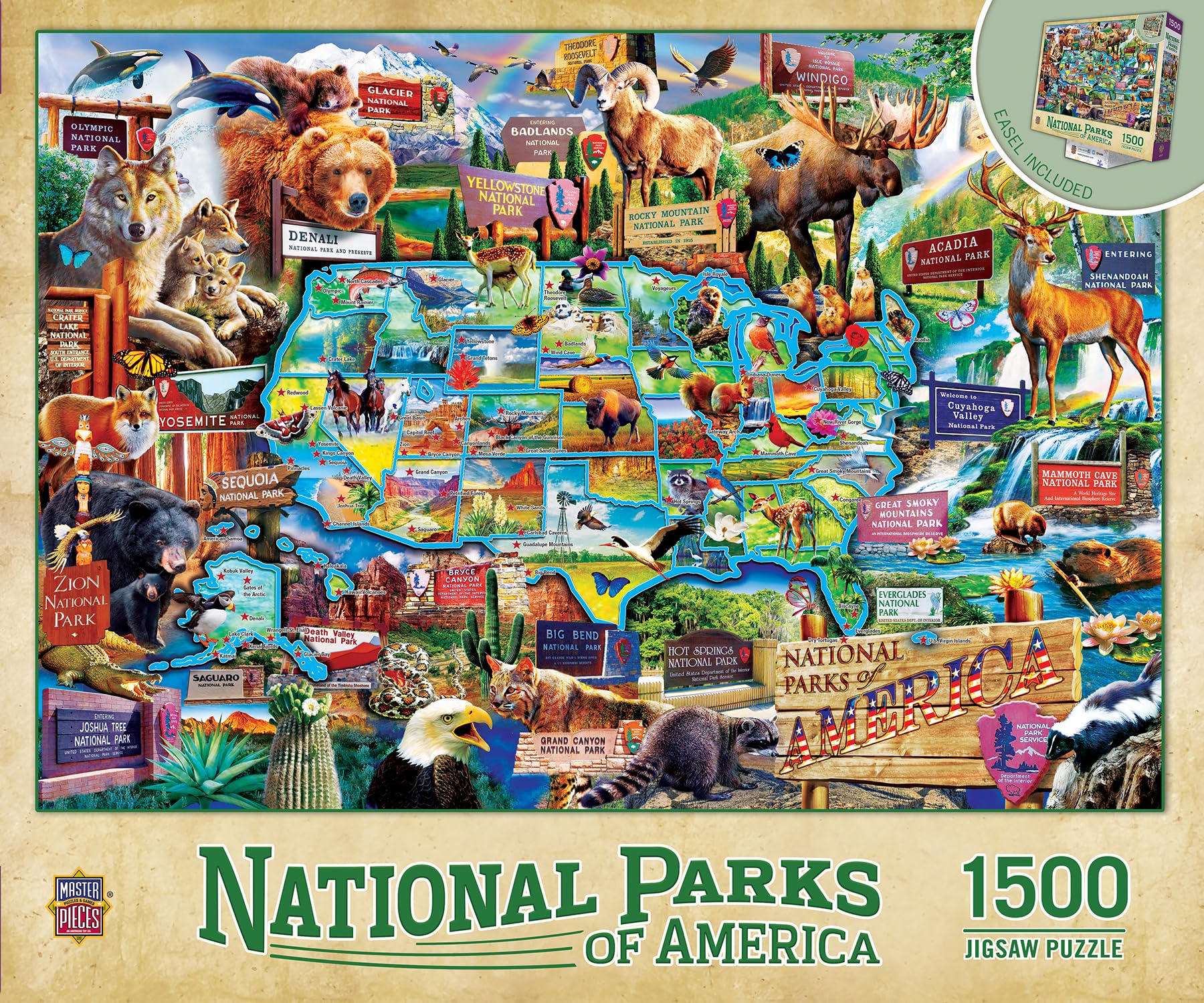 MasterPieces 1500 Piece Jigsaw Puzzle for Adults, Family, Or Youth - USA National Parks - 23.5"x34"