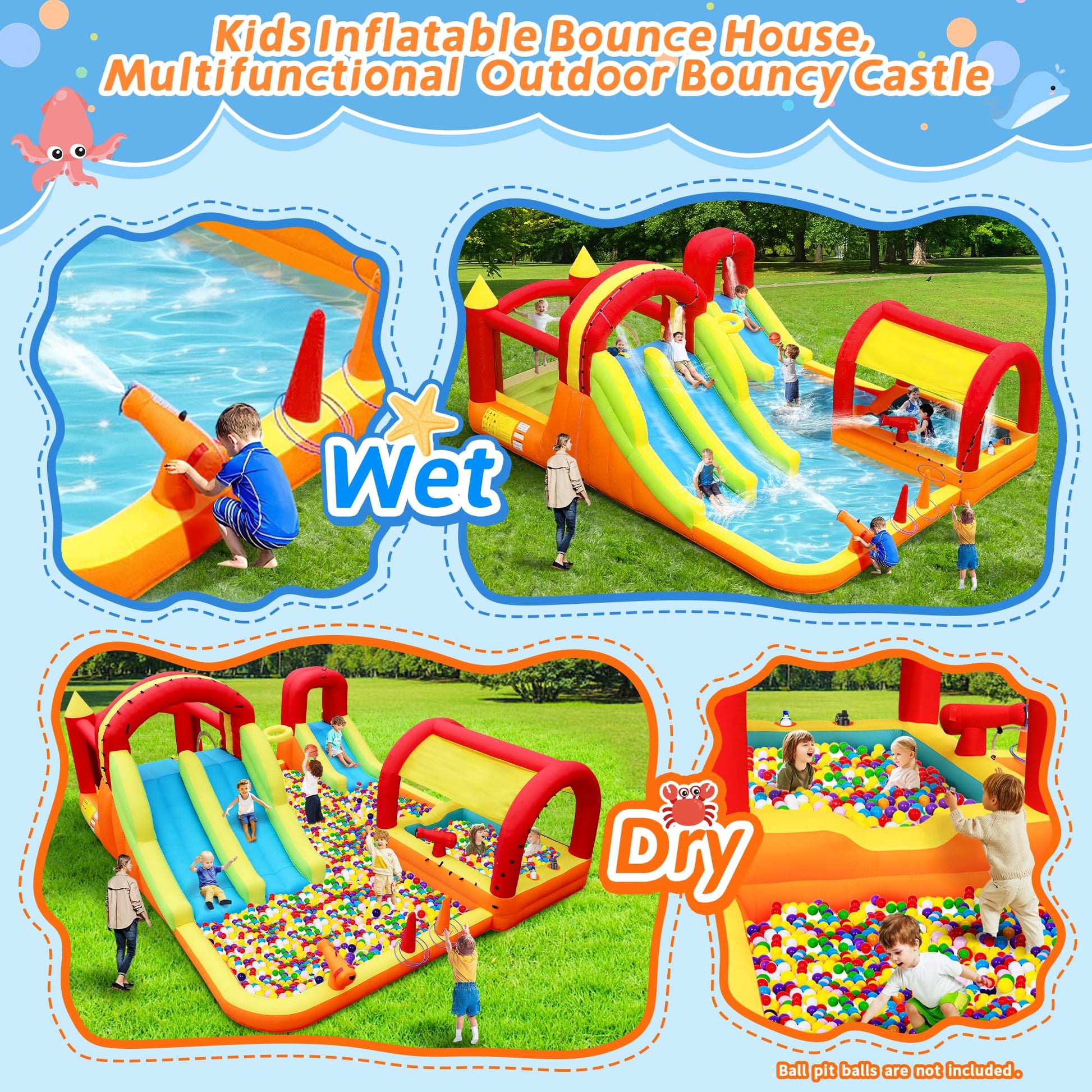 Bestsun Inflatable Water Slide Bounce House Combo Kids Bouncy Castle