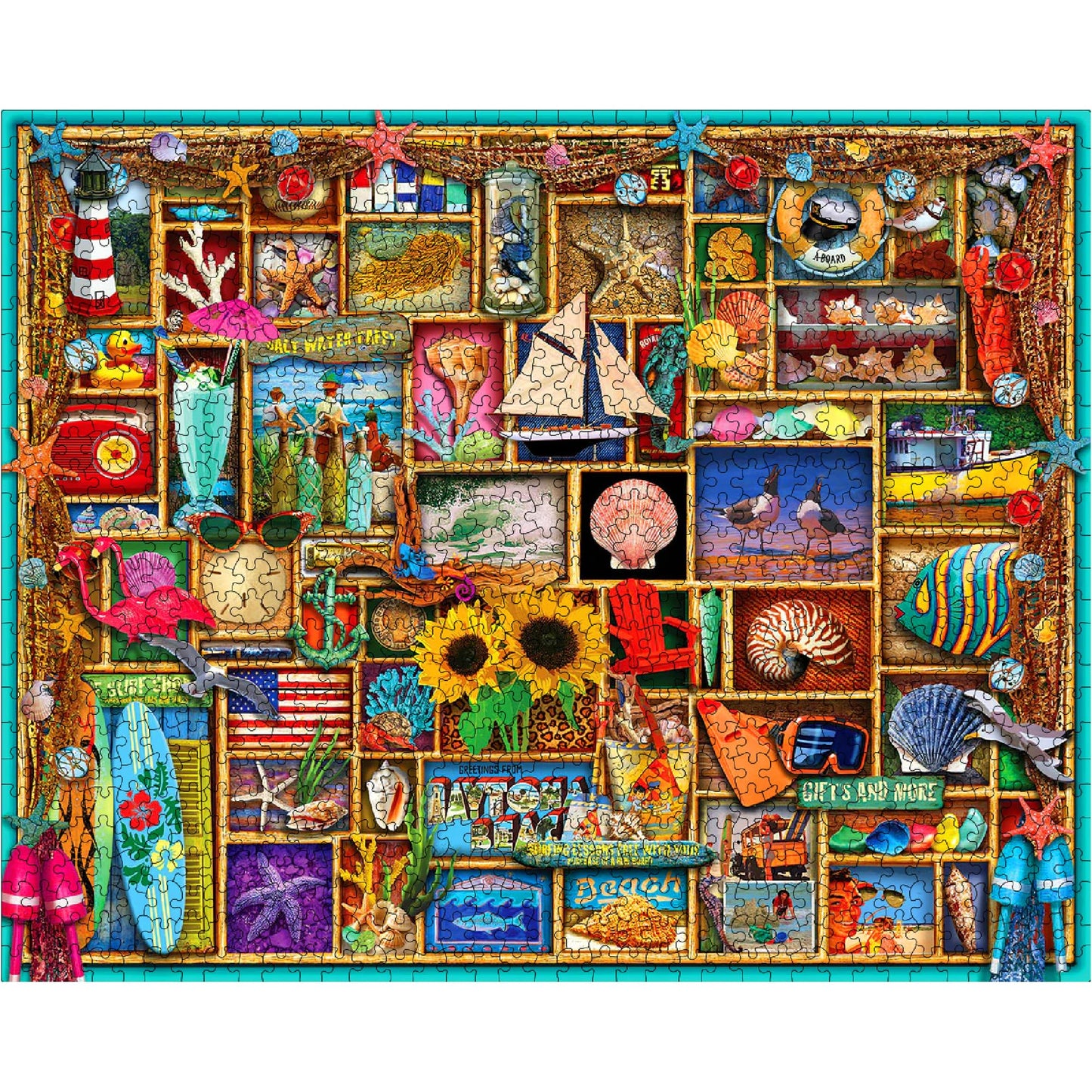 White Mountain 1000 Piece Jigsaw Puzzle Summer Collage, Beach Comber