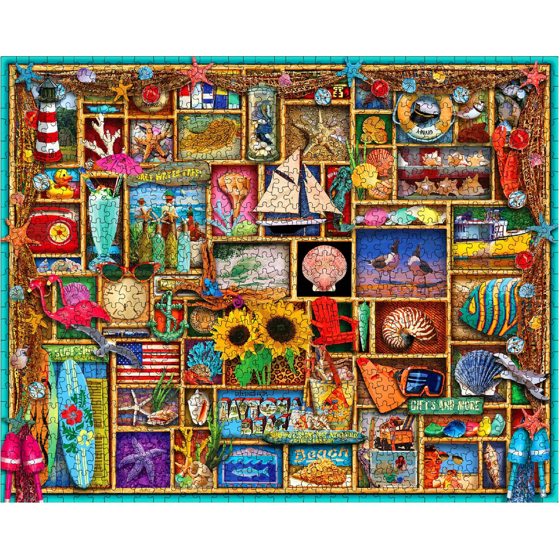 White Mountain 1000 Piece Jigsaw Puzzle Summer Collage, Beach Comber