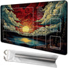 FOJEXBKAS Playmat for MTG Sunset Forest Lake Landscape Magic Play Mat 24x14 Inch Card Game Mat for Magic The Gathering TCG PTCG Playmat with Free