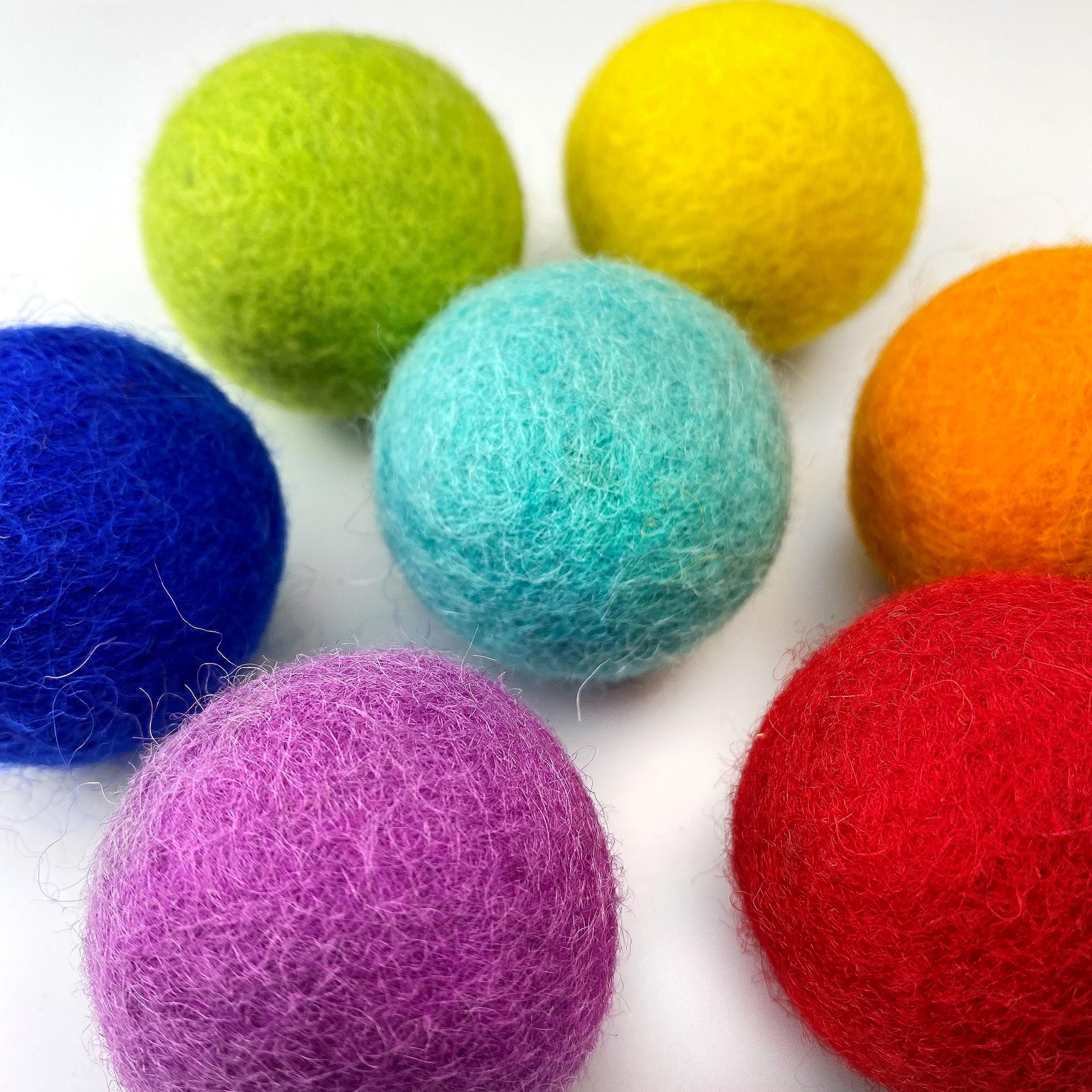 Rainbow Large Felt Balls | Montessori Wool Pom Poms for Baby, Crafts, Cats, Essential Oils, Felting & Garland | 7 ROYGBIV Colors | 4 CM (1.75-2")