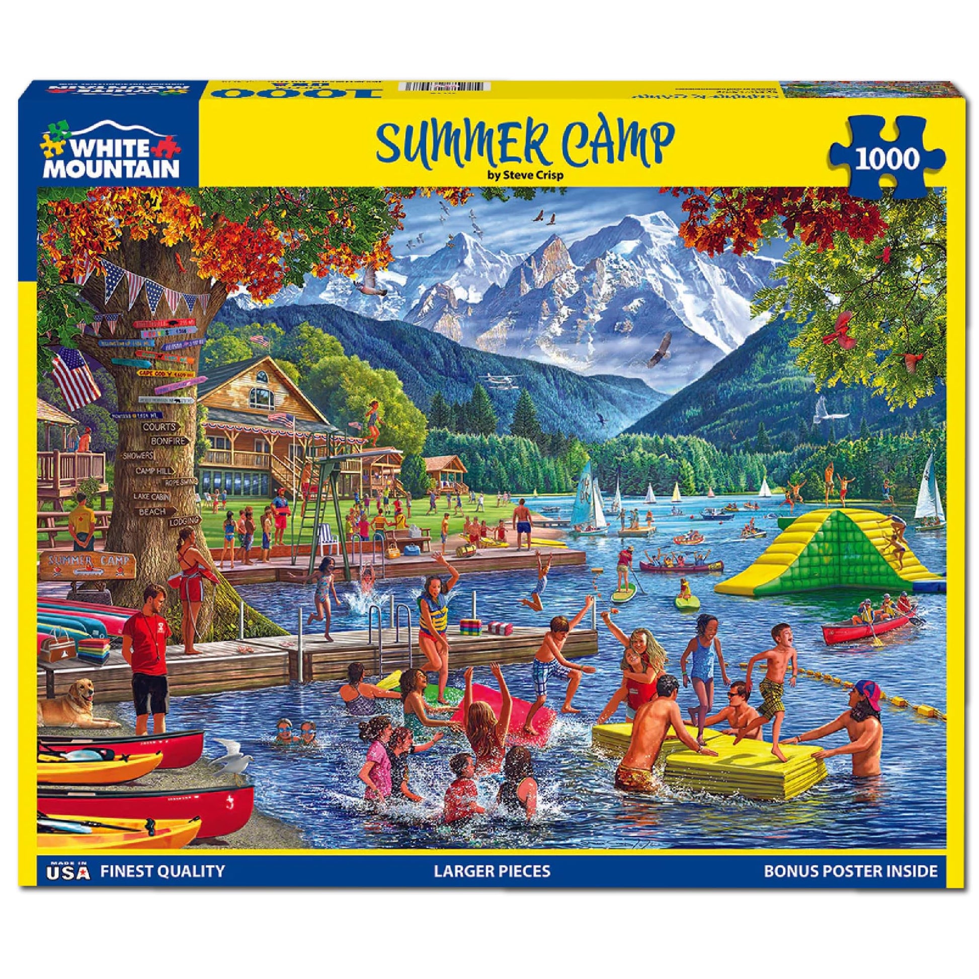 White Mountain 1000 Piece Jigsaw Puzzle Fun Lake Day, Summer Camp