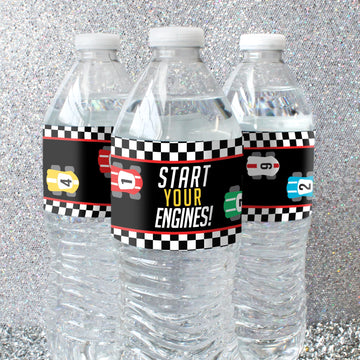 Race Car Birthday Water Bottle Labels, 20 Count