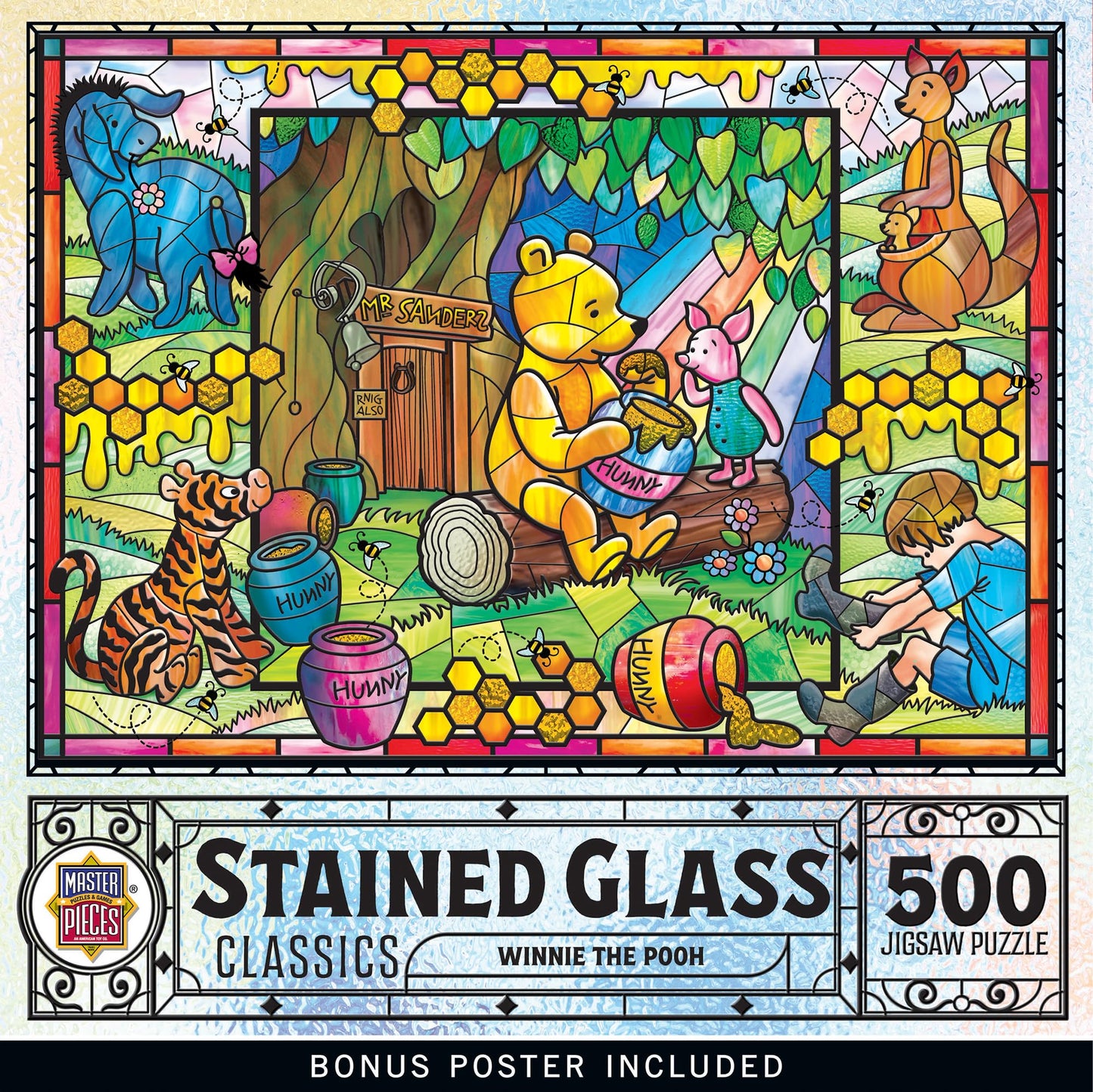 MasterPieces 500 Piece Stained Glass Jigsaw Puzzle for Adults, Family, Or Youth - Winnie The Pooh - 15"x21"