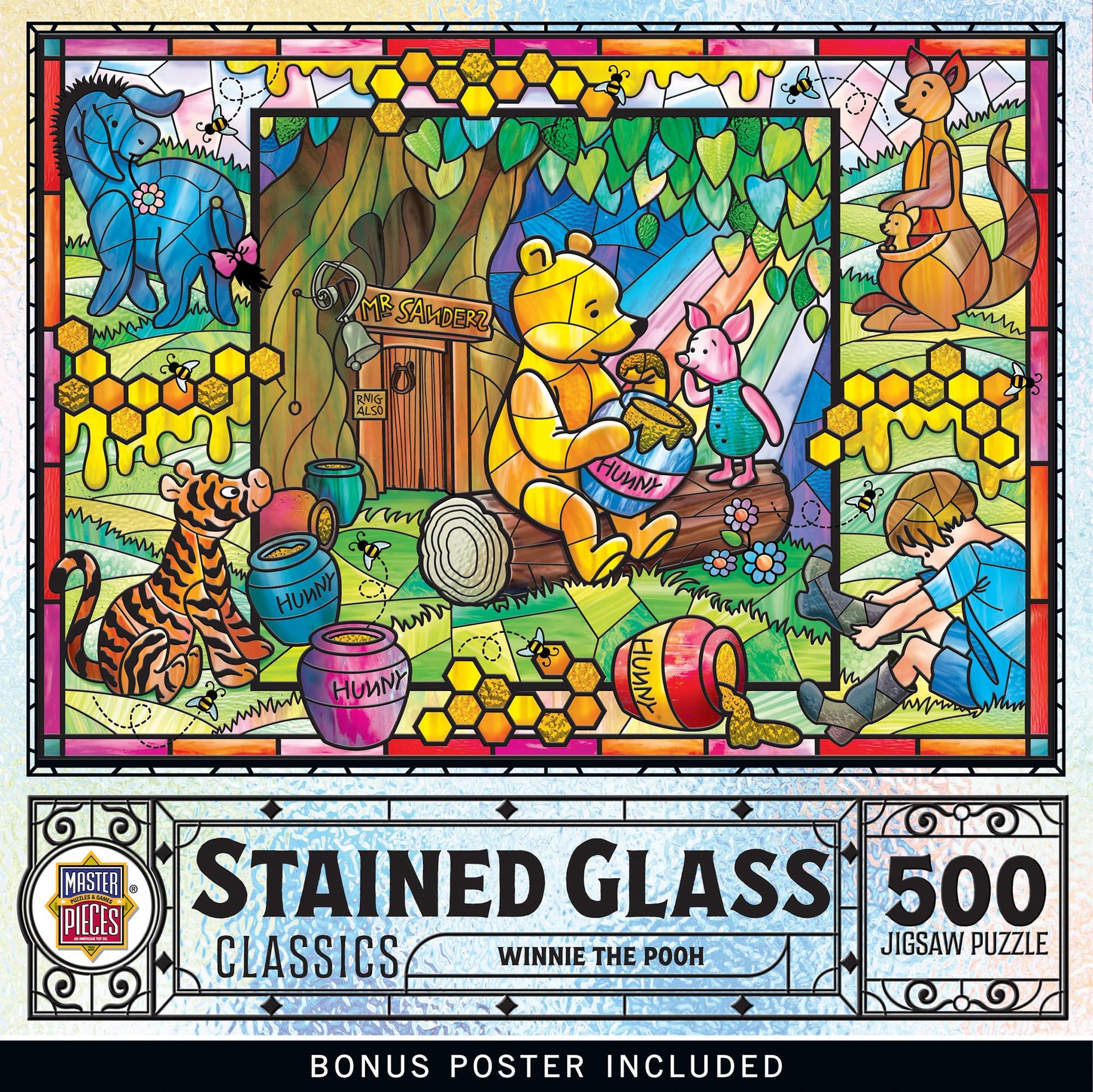 MasterPieces 500 Piece Stained Glass Jigsaw Puzzle for Adults, Family, Or Youth - Winnie The Pooh - 15"x21"
