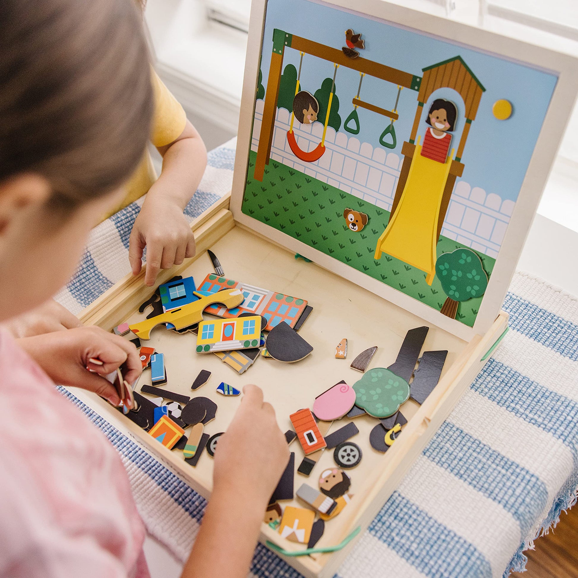 Melissa & Doug Wooden Magnetic Matching Picture Game with 119 Magnets and Scene Cards Magnetic Book Scenes for Kids Ages 3+